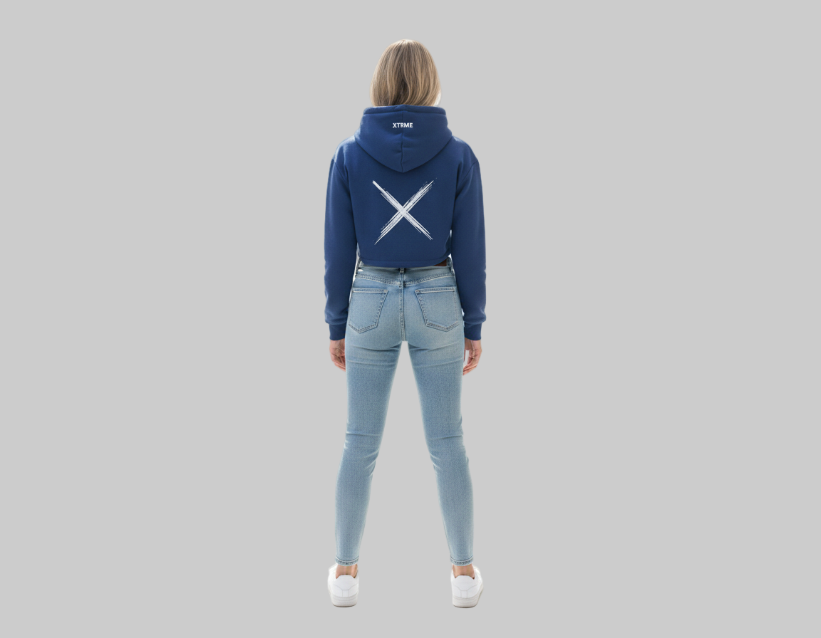 Take The Risk Crop Hoodie – Dark Blue