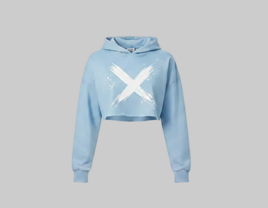 Brush X Cropped Hoodie – Sky Blue