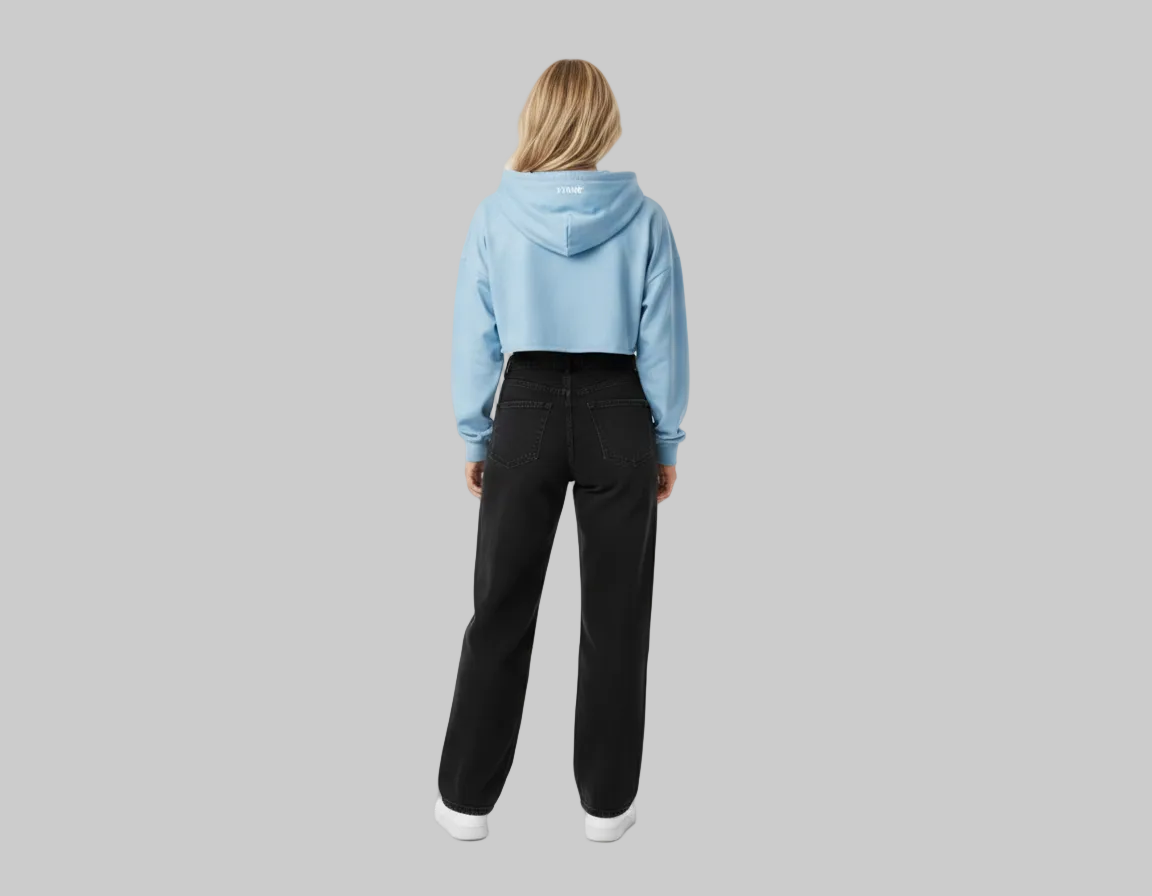 Brush X Cropped Hoodie – Sky Blue