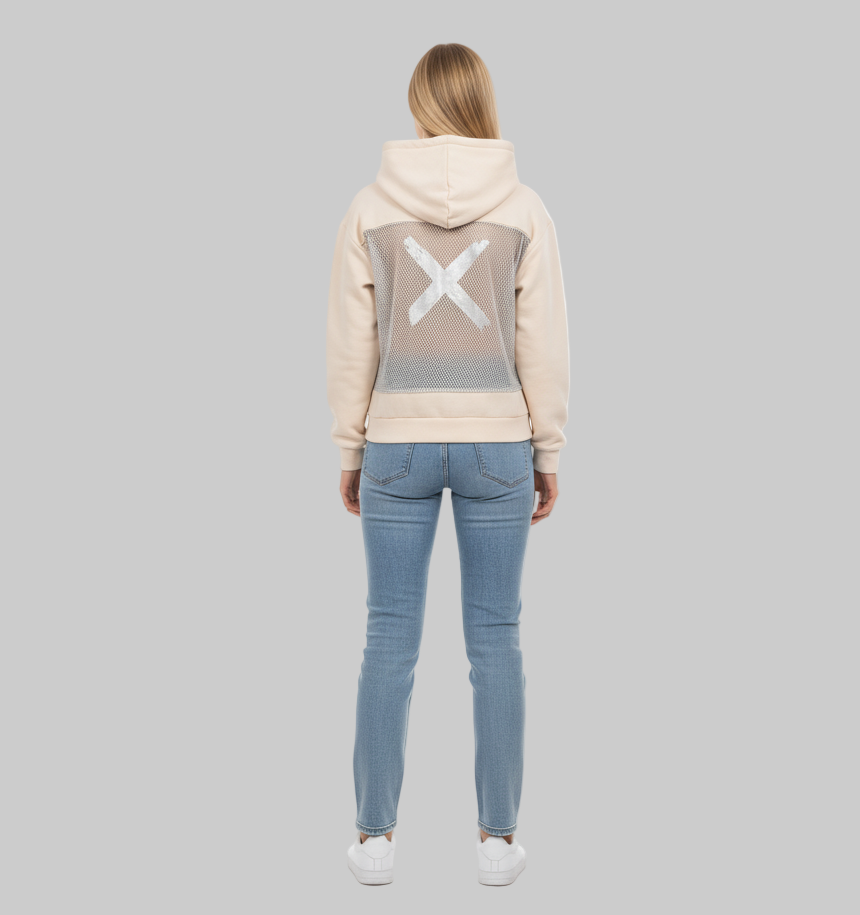 Silver X Mesh Hoodie - pink