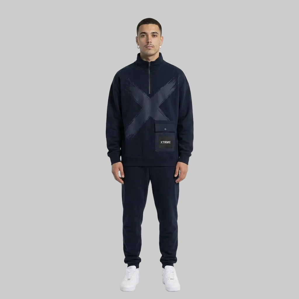 Utility Pocket Hoodie – Navy Blue (Men)