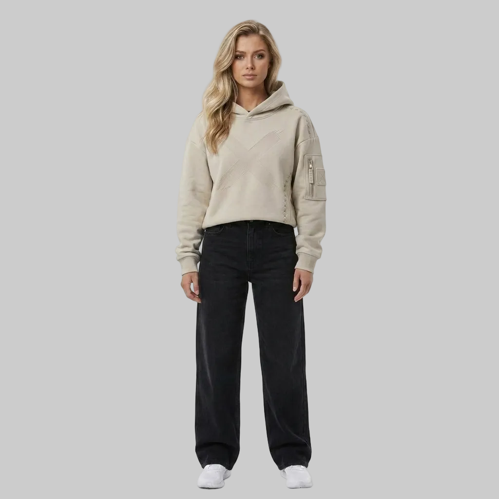 Utility Brush X Hoodie – Beige (Women)