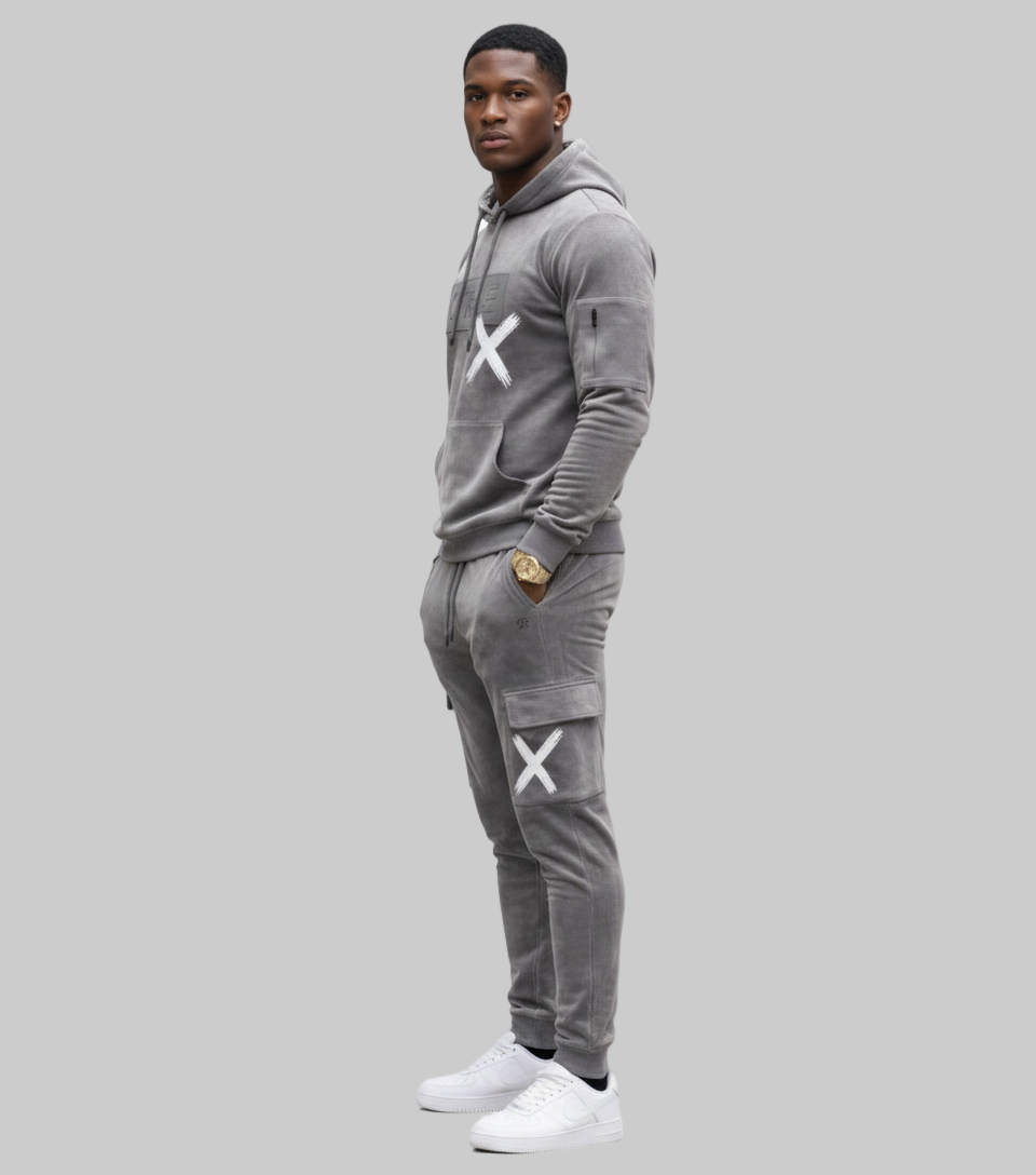 XTRME Dark Charcoal Velour Tracksuit — Men’s Edition