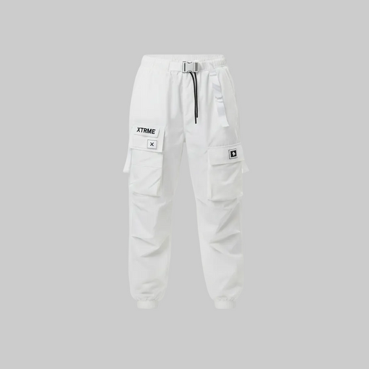 Dual Tone Utility Cargo Pants – White / Light Blue
