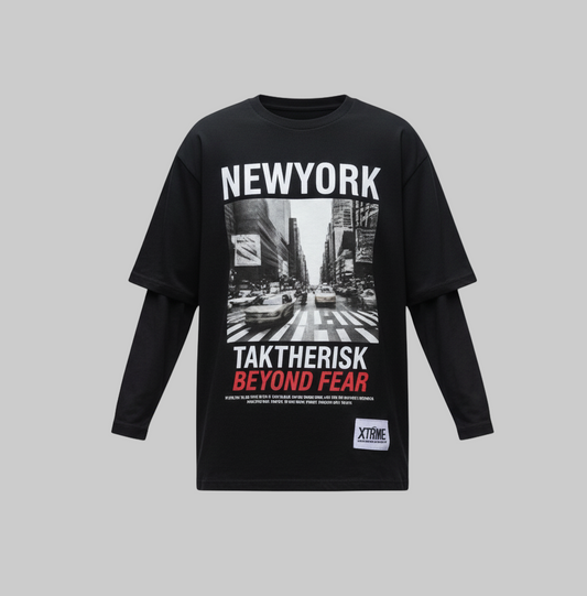 XTRME New York Oversized Black Tee