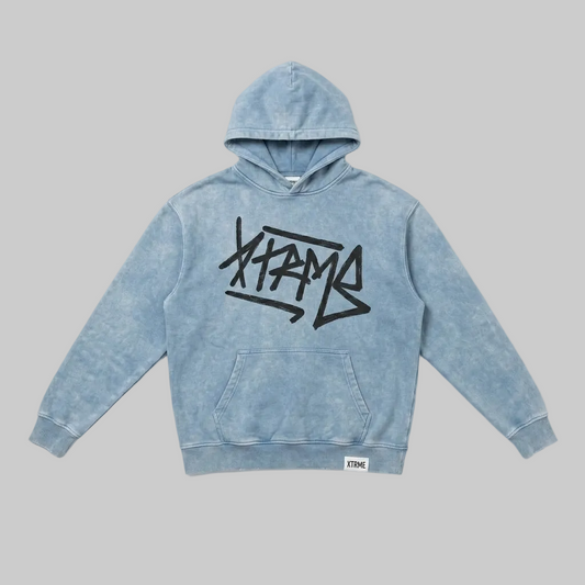 Brush Script Hoodie – Washed Sky Blue (Men)
