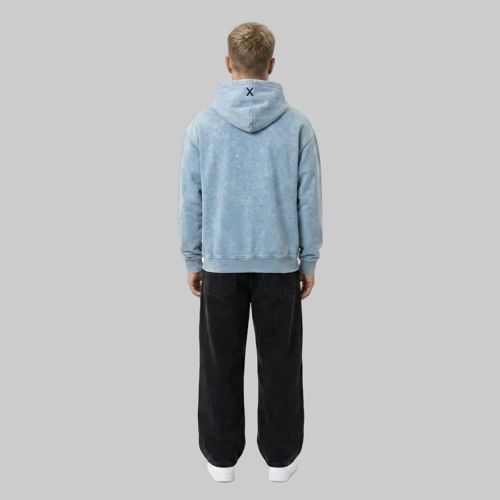 Brush Script Hoodie – Washed Sky Blue (Men)