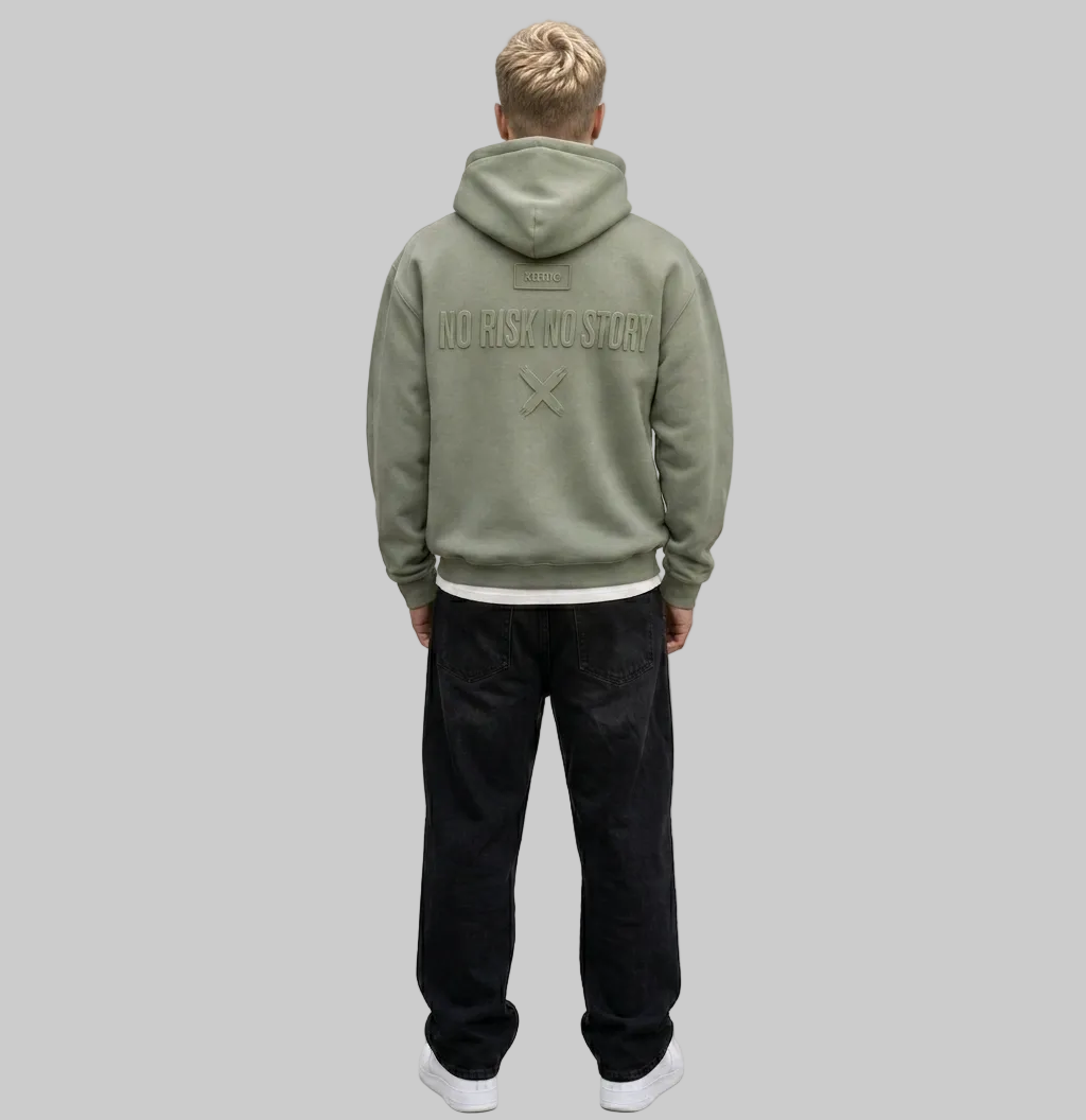 No Risk No Story Hoodie – Olive Green (Men)