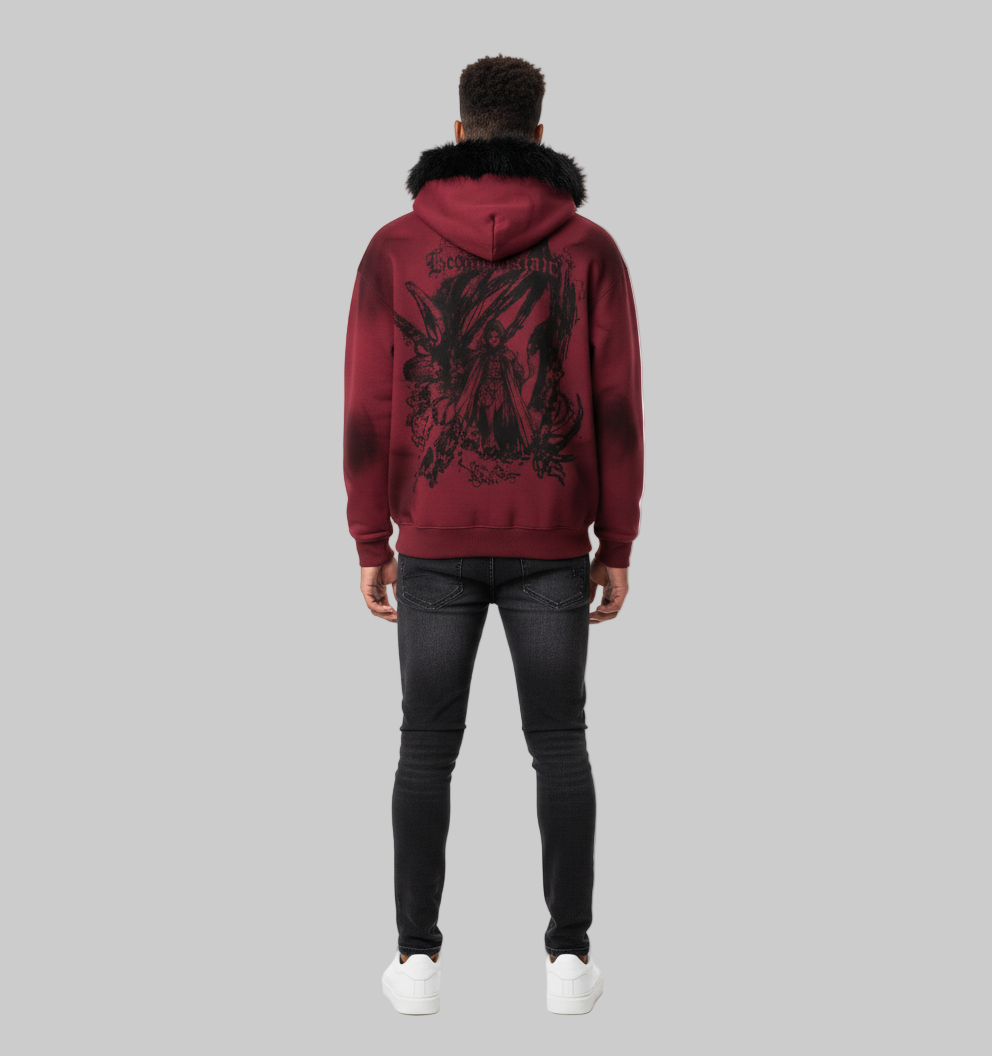 XTRME Burgundy “TAKE THE RISK” Zip-Up Hoodie — Men’s Editio