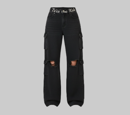 XTRME Take The Risk Black Cargo Jeans — Unisex Edition