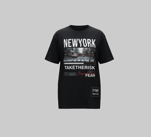 XTRME New York Street Oversized Black Tee