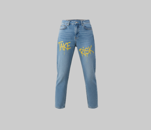 XTRME Light Blue “Take Risk” Paint-Drip Jeans — Women’s Edition