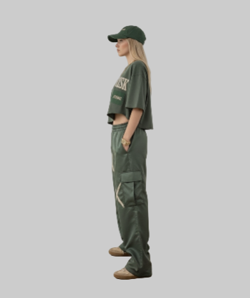 Oversized Crop Set – Military Green