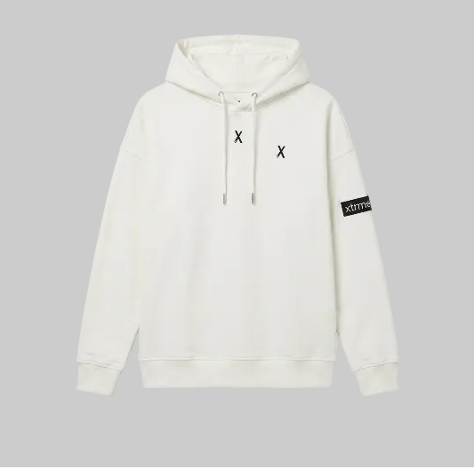 Double X Cropped Hoodie – White (Women)