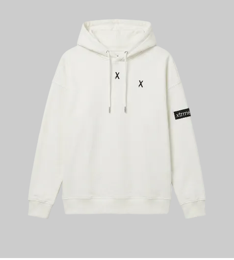 Double X Cropped Hoodie – White (Women)