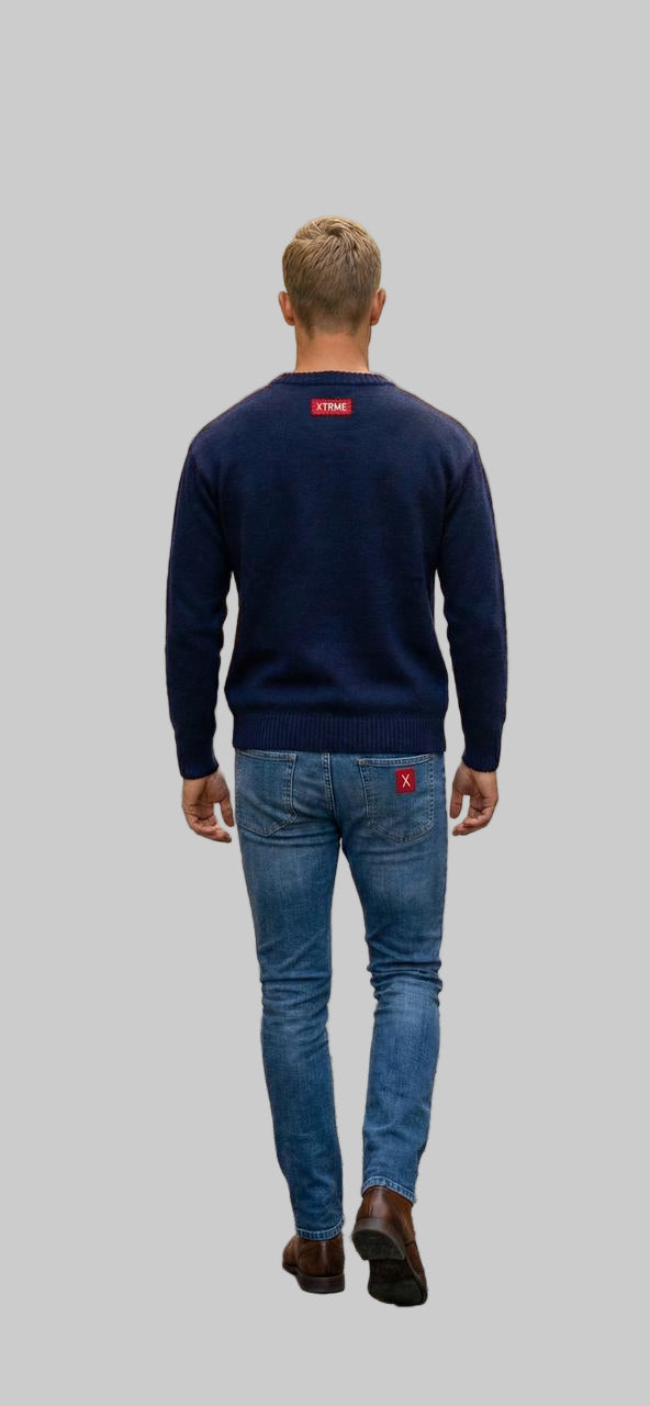 XTRME Navy “Take The Risk” Knitted Sweater — Men’s Edition