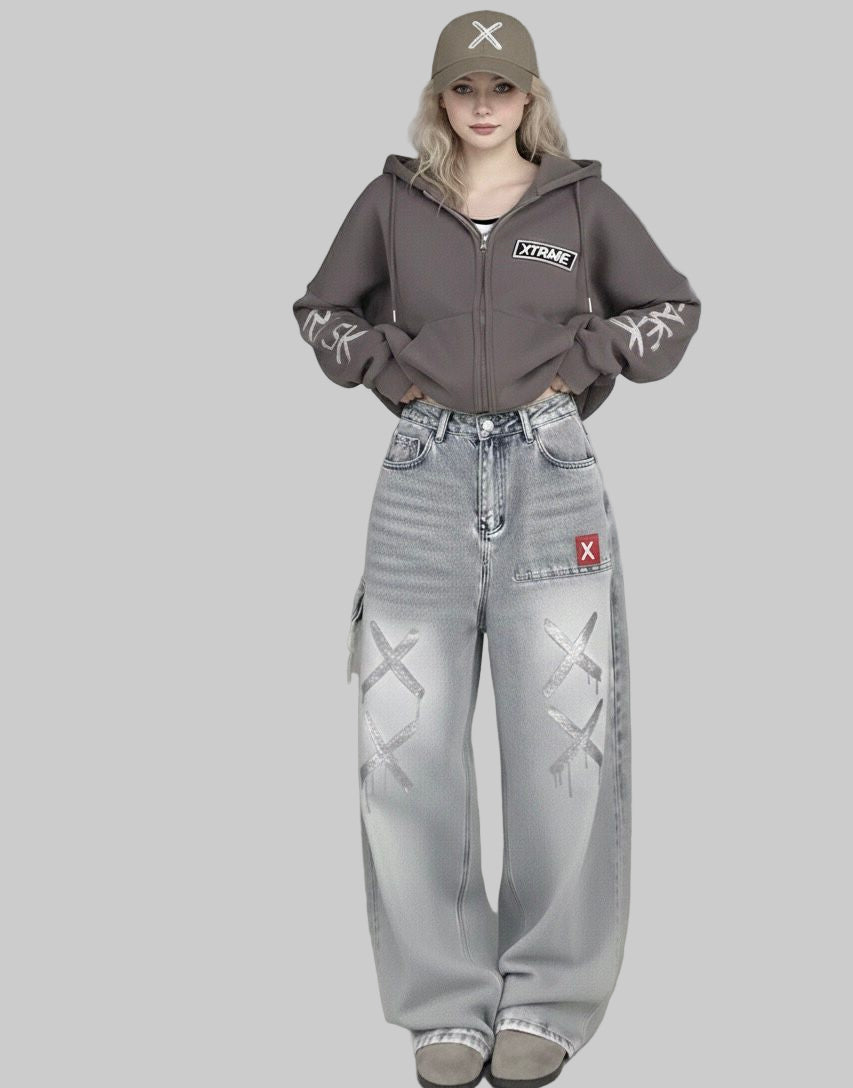 Stellar Wide-Leg Shimmer Pants – Light Grey