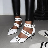 Belt Buckle Pointed Rivet Shoes