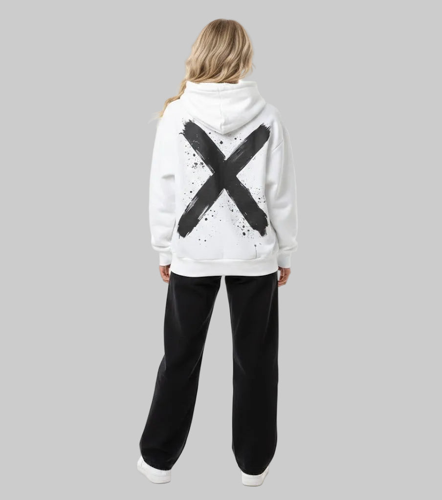 Signature Brushstroke X Hoodie – White