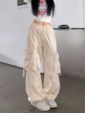 Hip-hop pockets wide-leg pants