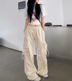 Hip-hop pockets wide-leg pants