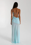 Tube top backless mesh slit dress