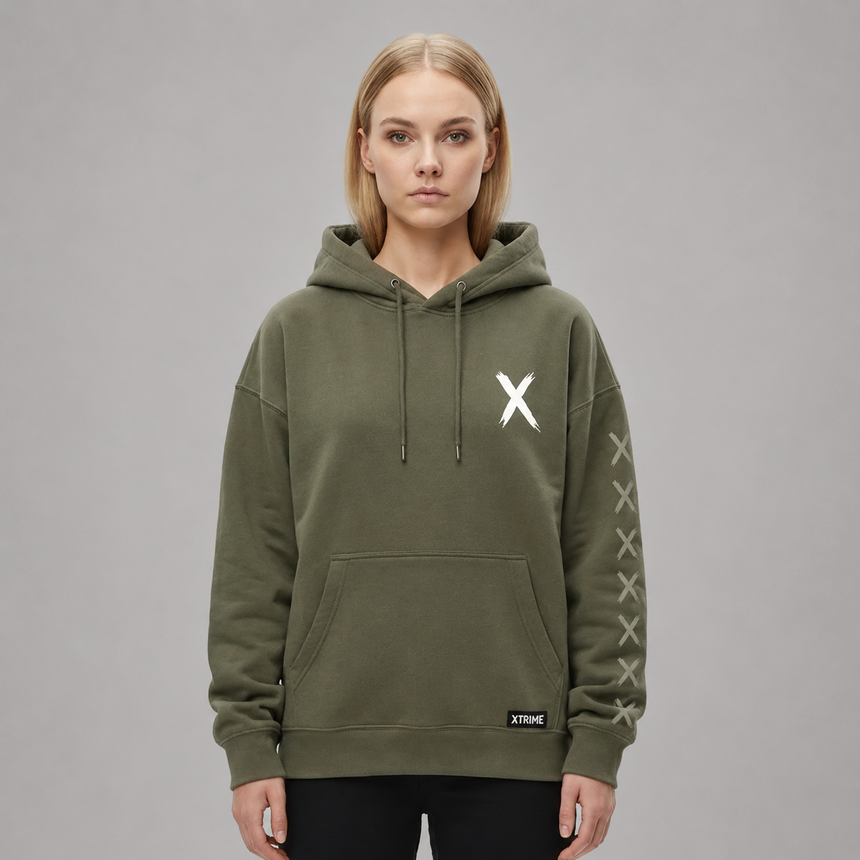 Sleeve X Hoodie – Military Green (Women)