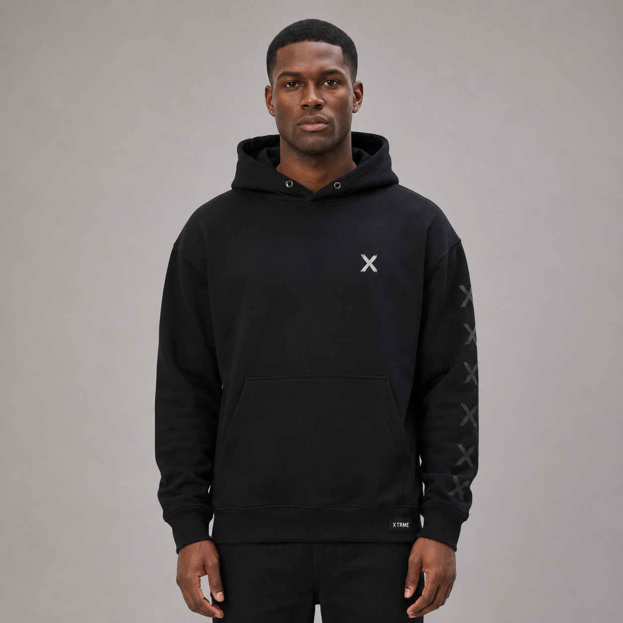 Bold X Hoodie – Black (Men)