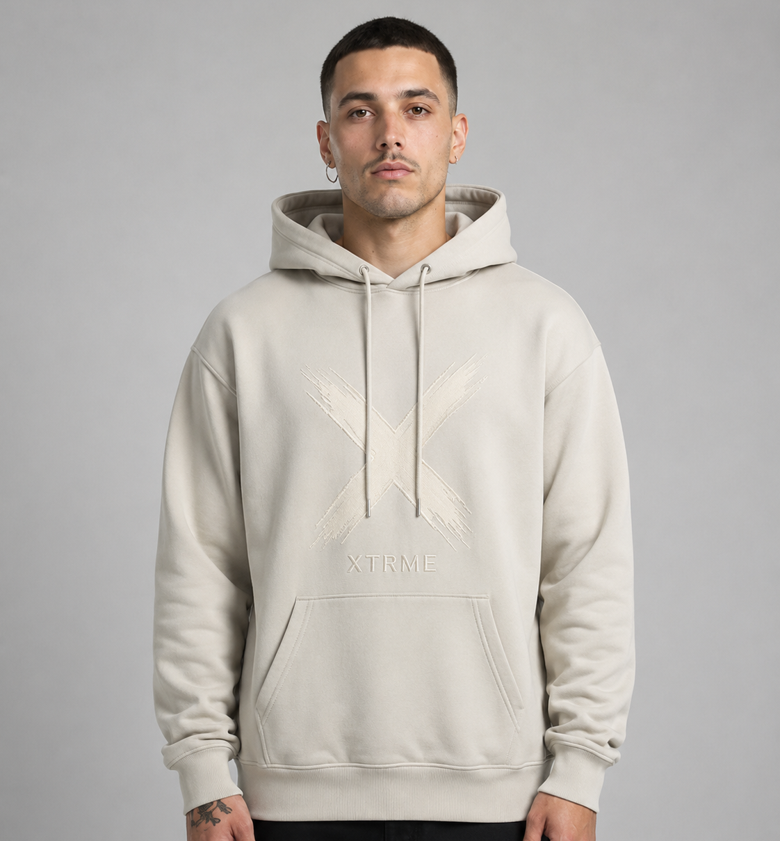 Brush X Hoodie – Beige (Men)