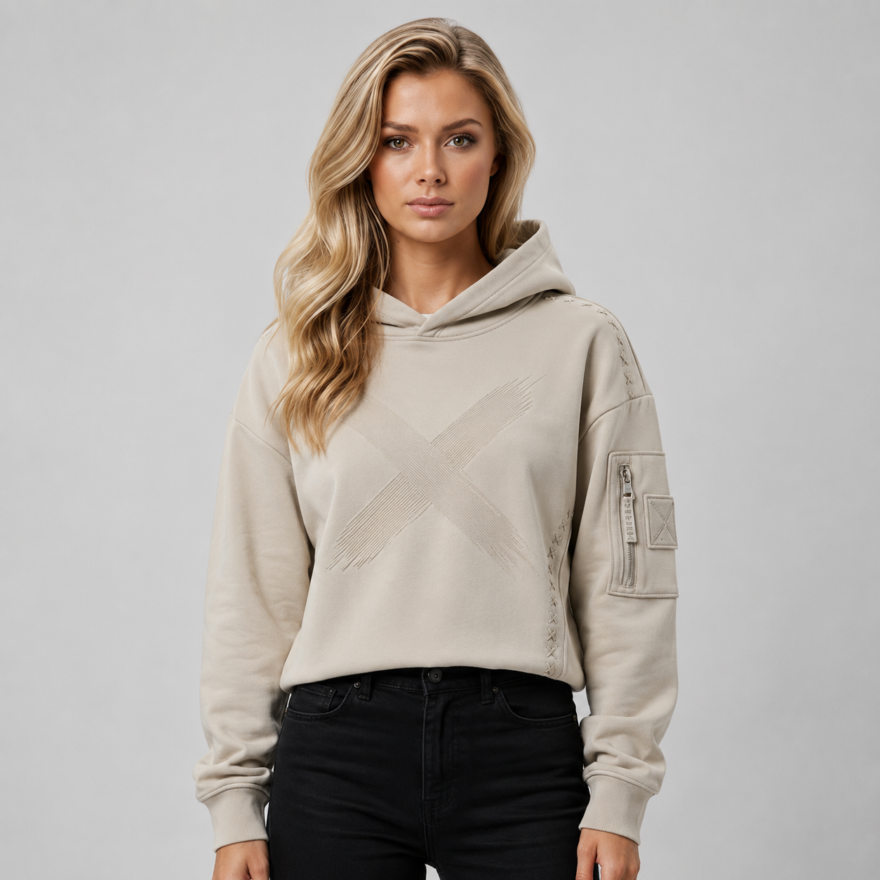Utility Brush X Hoodie – Beige (Women)