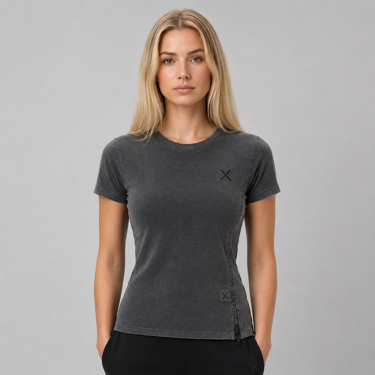 Utility Zip X T-Shirt – Charcoal Grey (Women)