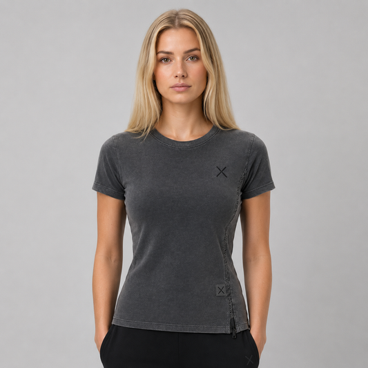 Utility Zip X T-Shirt – Charcoal Grey (Women)