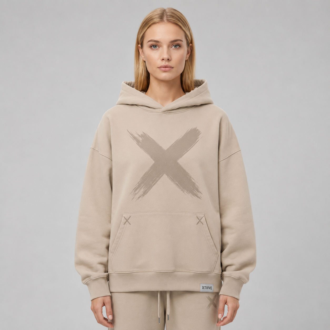 Brush X Hoodie – Dark Beige (Women)