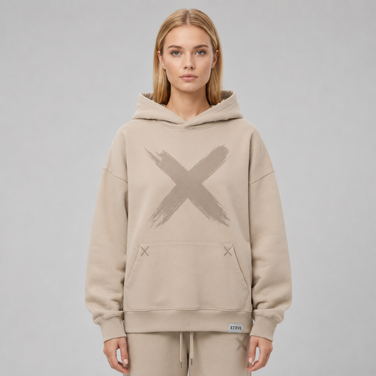 Brush X Hoodie – Dark Beige (Women)