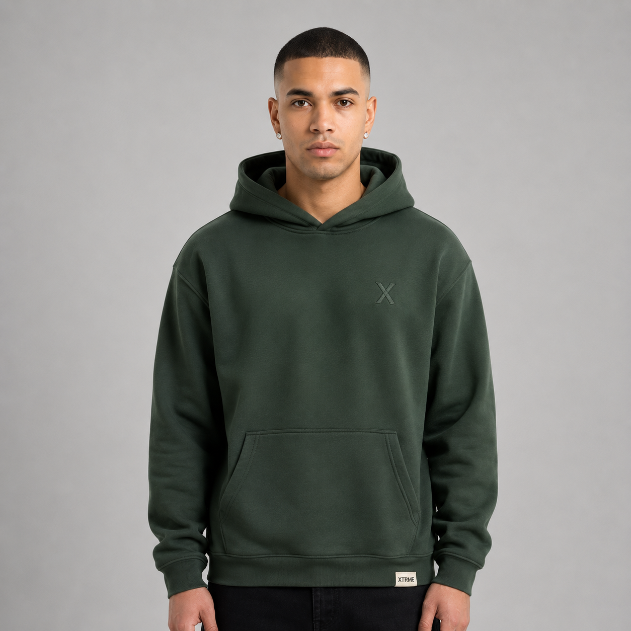 Shadow Relief Hoodie – Dark Military Green (Men)