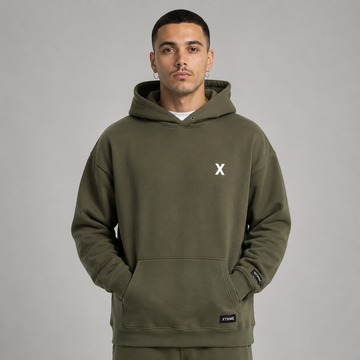 Essential X Hoodie – Military Green (Men)