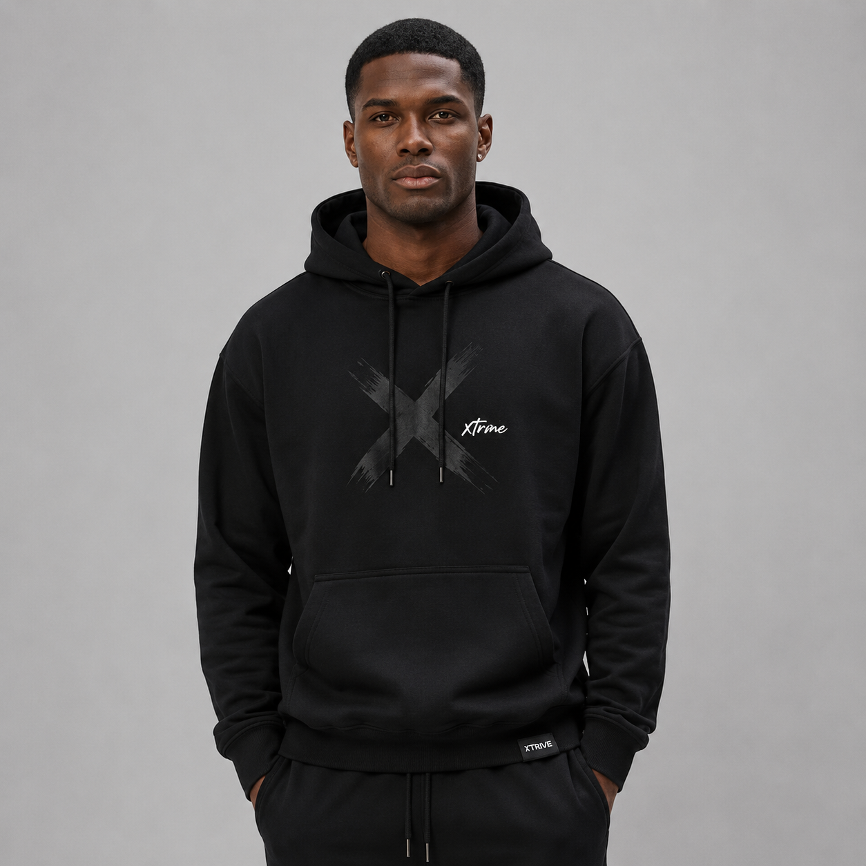 Midnight Stroke Hoodie – Black (Men)