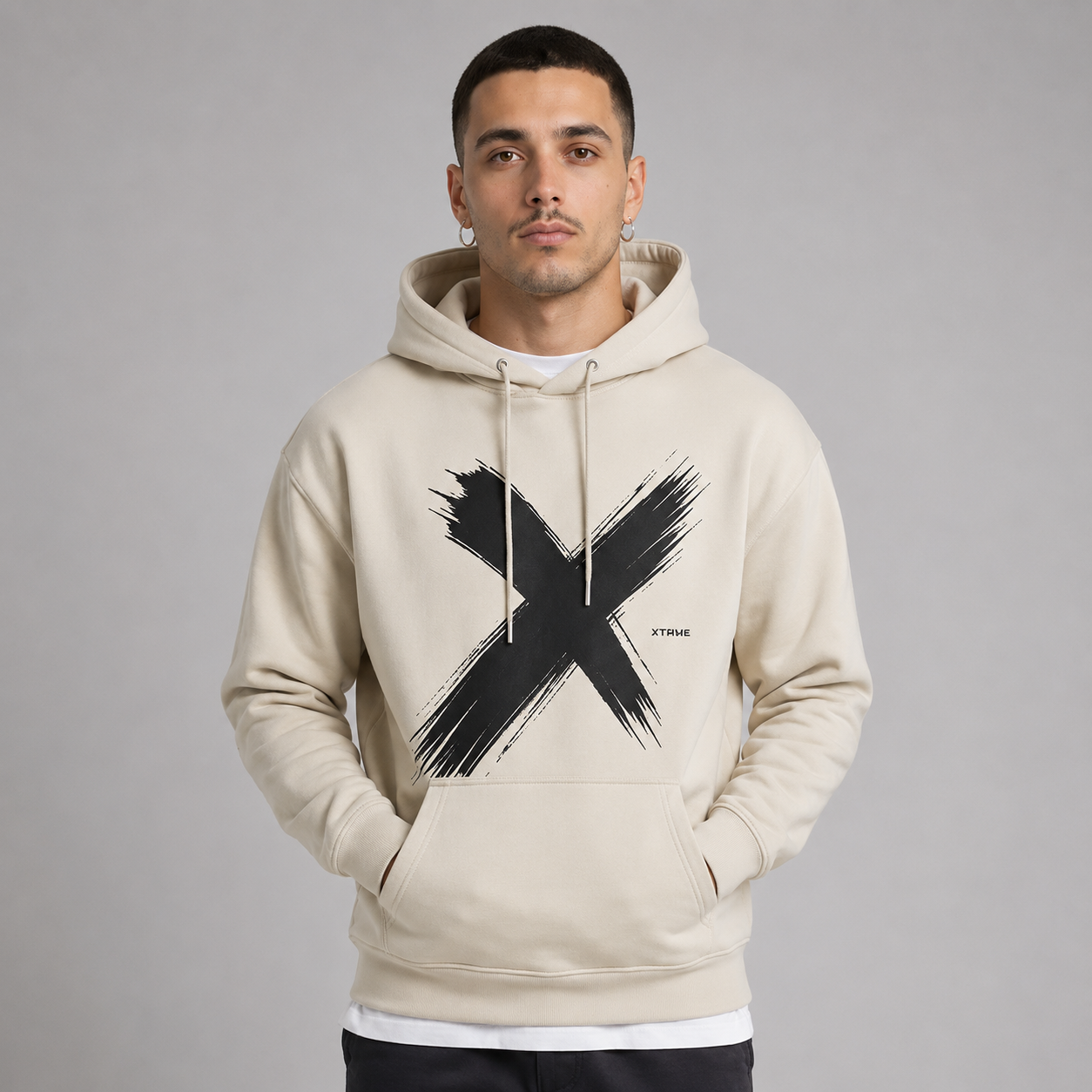 Shadow Brush Hoodie – White (Men)