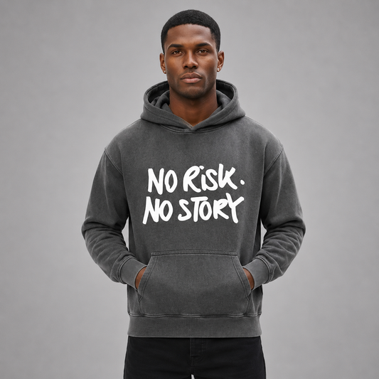 No Risk No Story Hoodie – Washed Gray (Men)