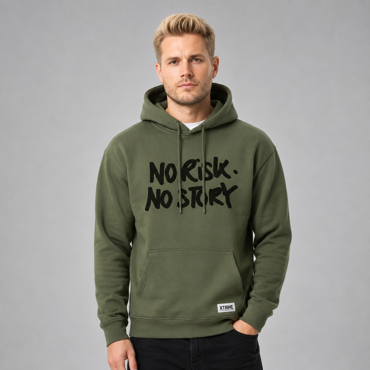 No Risk No Story Hoodie – Military Green (Men)