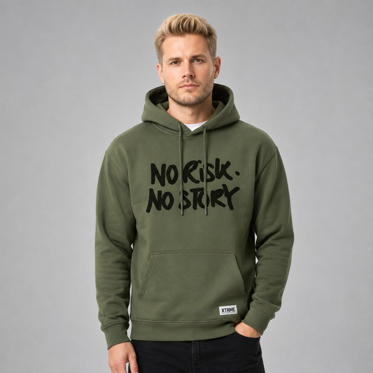 No Risk No Story Hoodie – Military Green (Men)