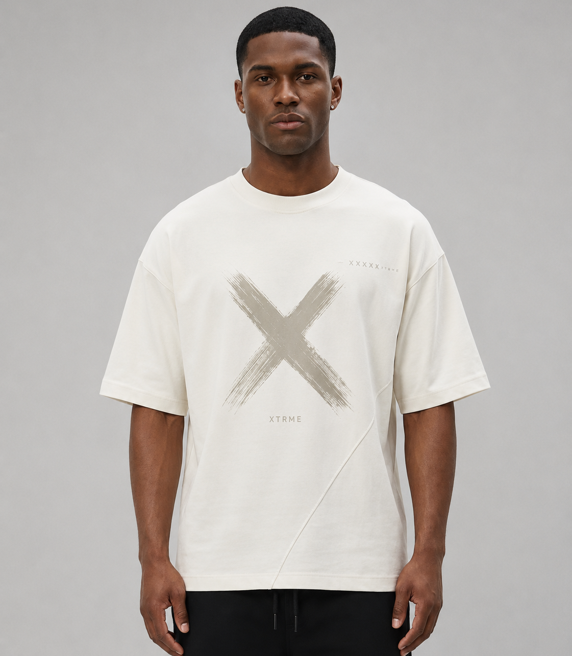 Five X Graphic T-Shirt – Light Beige (Men)