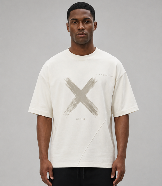 Five X Graphic T-Shirt – Light Beige (Men)