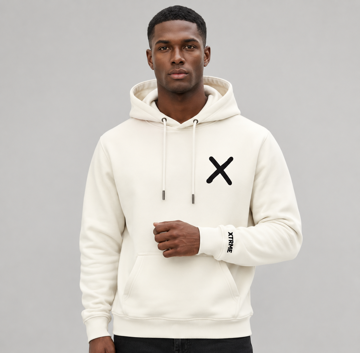 Signature Brush X Hoodie – Off White (Men)