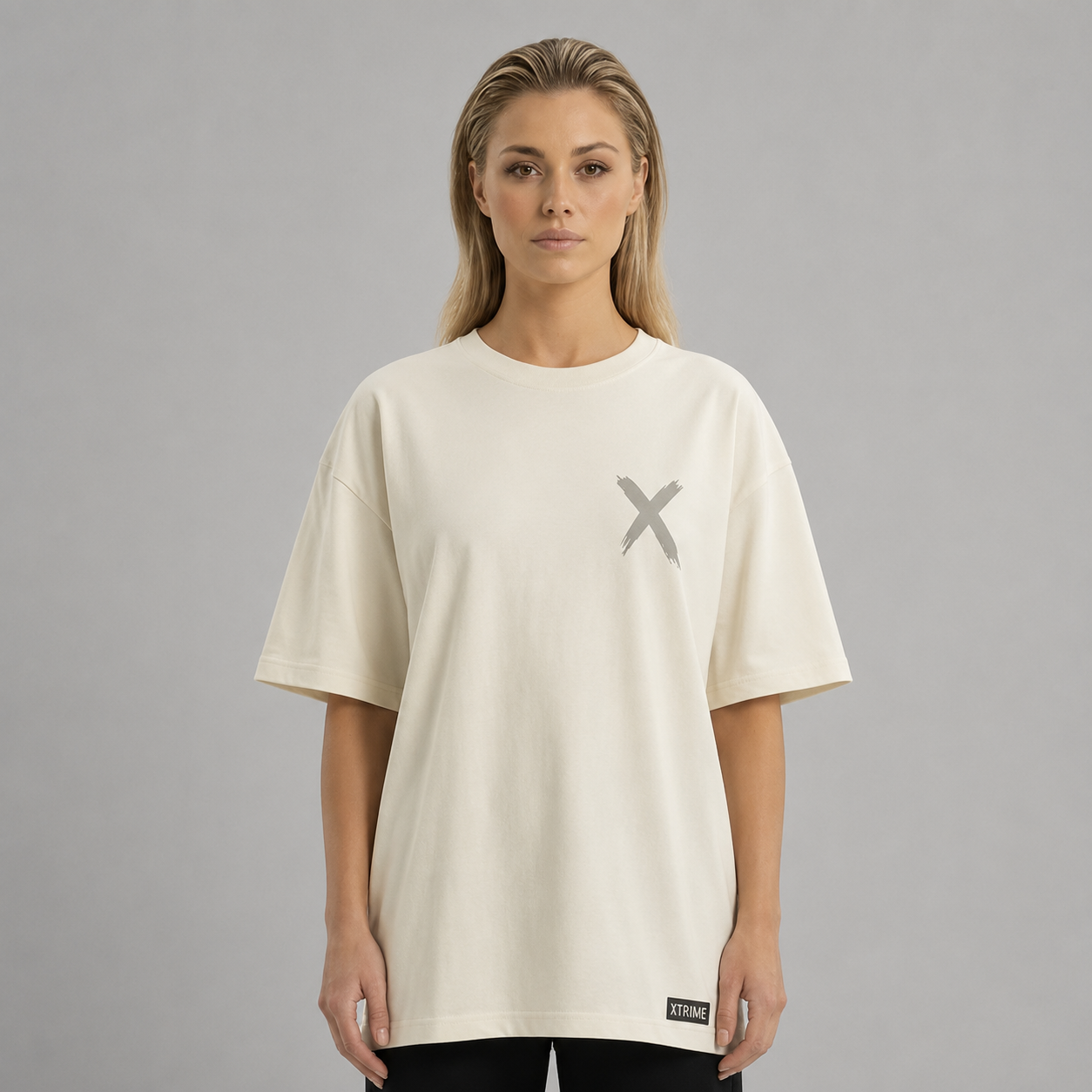 Essential X T-Shirt – Beige Oversized (Women)