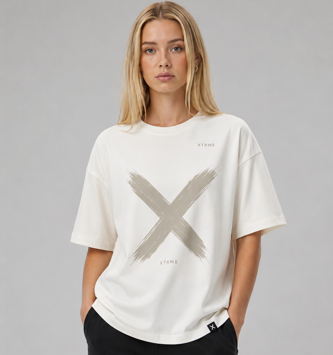 Five X Graphic T-Shirt – Light Beige (Women)