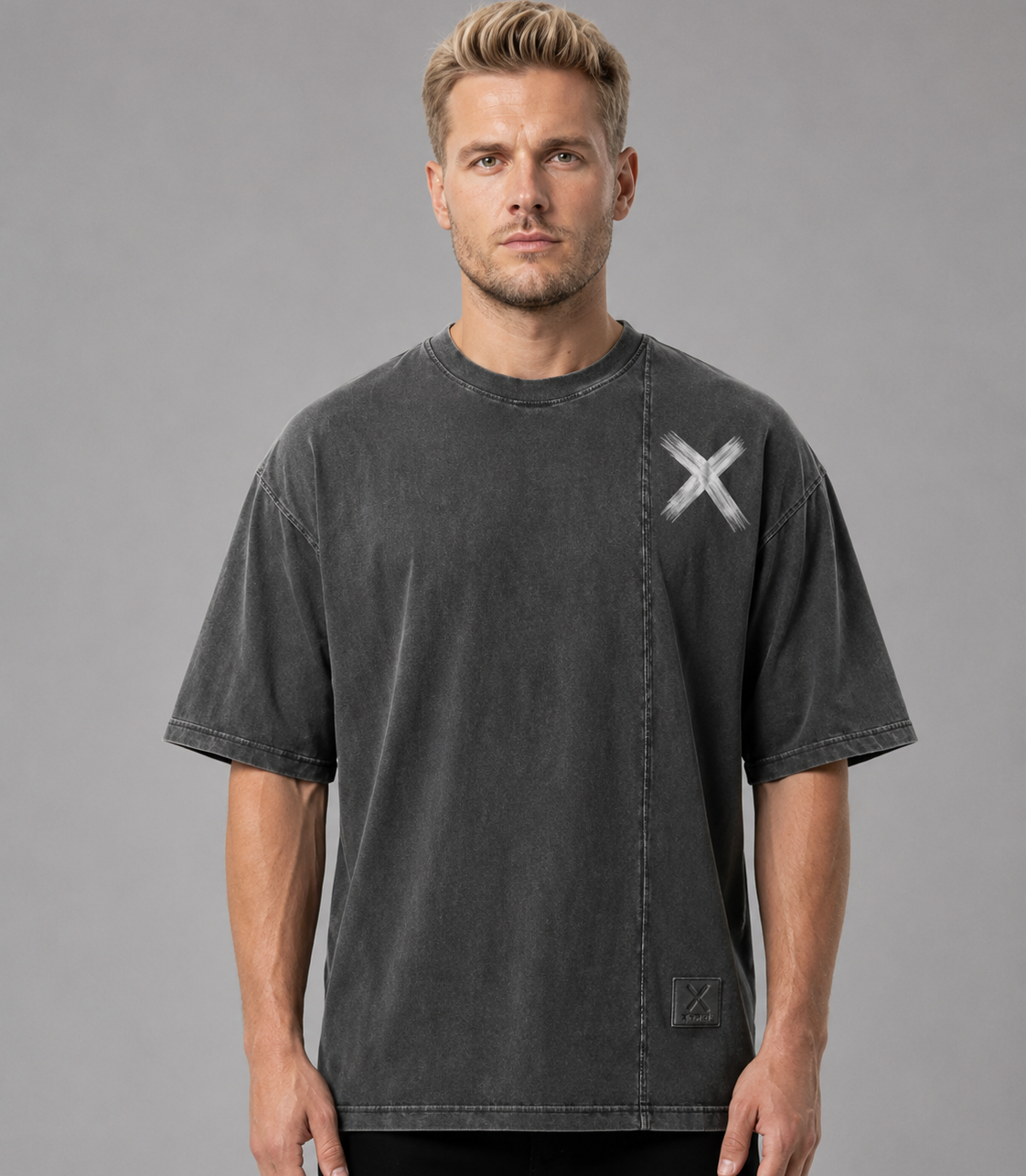 Stitched X T-Shirt – Charcoal Grey (Men)