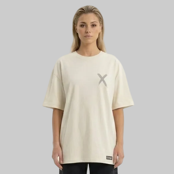 Essential X T-Shirt – Beige Oversized (Women)