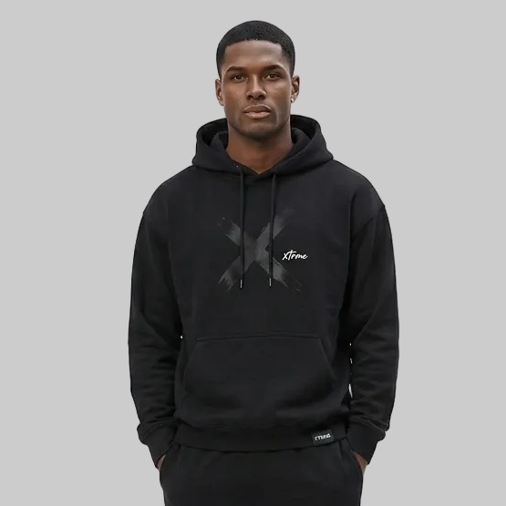 Midnight Stroke Hoodie – Black (Men)