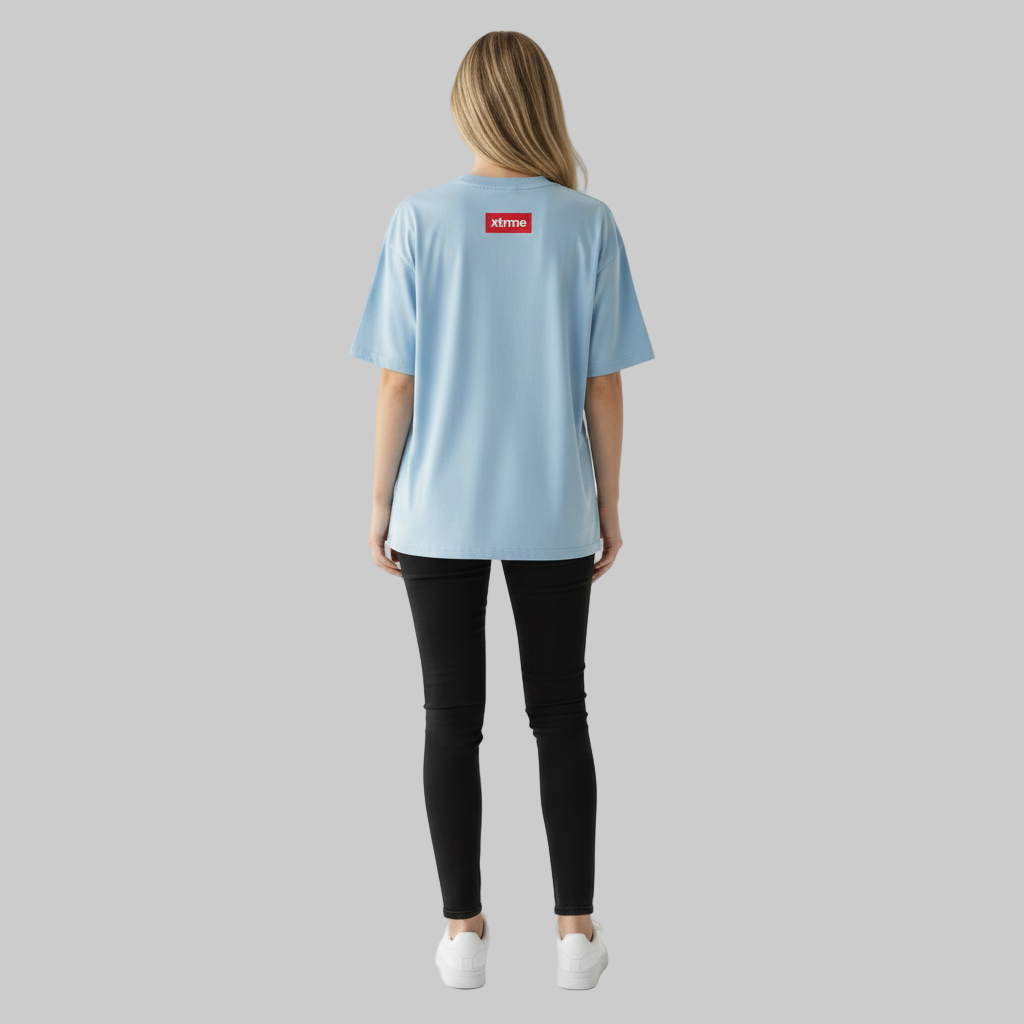 Bear Graphic Tee – Light Blue